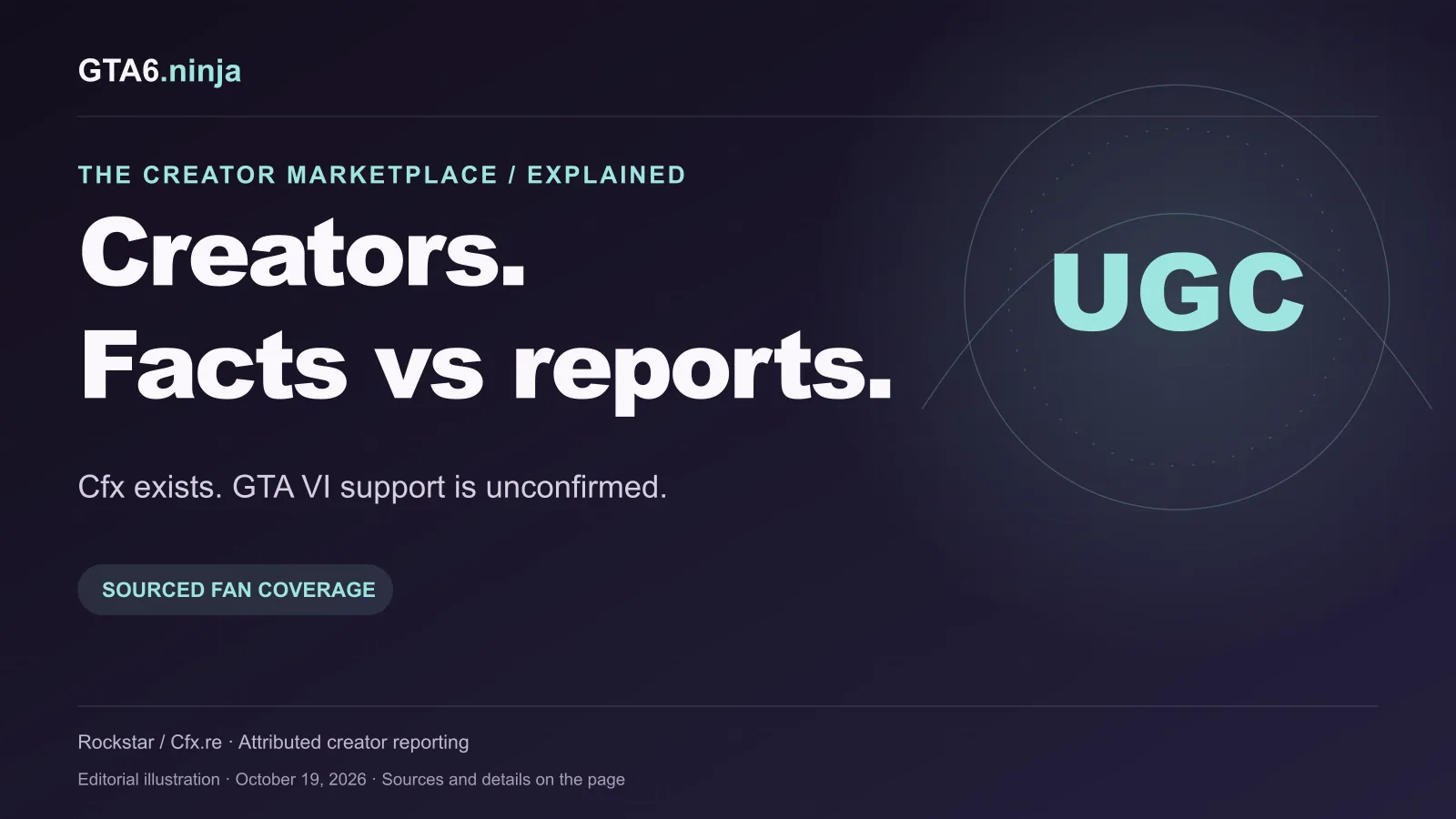 GTA6 Ninja editorial graphic: Creator marketplace, facts versus reports